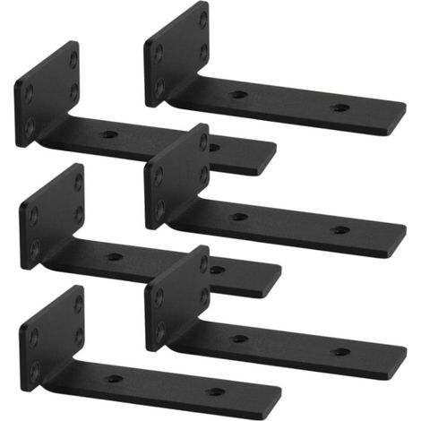 Lot de 6 Equerre Etagere Murale 15cm Charge Lourde Noir (1/5)