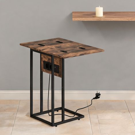 Table d'appoint pliante en bois et métal avec chargeur USB 39 x (1/5)