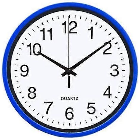 Horloge murale silencieuse sans tic-tac, grand cadran, ronde - FS - bleue (1/5)