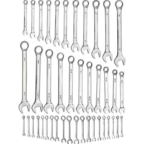 Mophorn 42-teiliges Maulschlüsselset (SAE & metrisch), Schraubenschlüsselsatz mit Rolltasche, Ringmaulschlüsselset aus Kohlenstoffstahl, geeignet für allgemeine Fahrzeugreparaturen