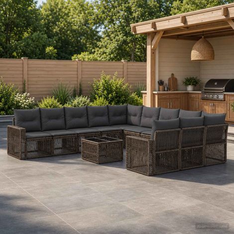 Set Divano da Giardino 12 pz Grigio e Grigio Scuro polyrattan vidaXL (1/5)