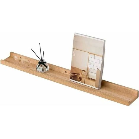 Estantería de pared, estante flotante de 90 cm en madera maciza de roble, estante rústico de madera para sala de estar, cocina, dormitorio, baño. (1/4)