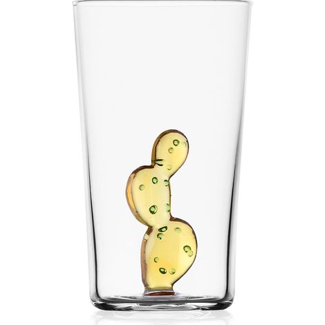 Verre Longdrink Cactus Jaune Collection Desert Plants 35 cl Verre borosilicate Fait à la main (1/2)