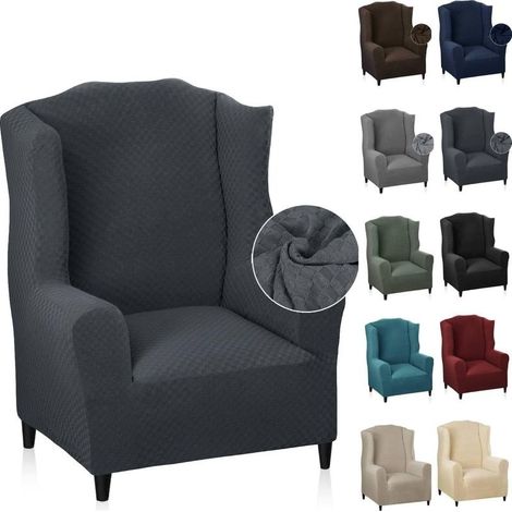 Elastic Armchair Cover with Ears 1 Piece Jacquard Sofa Protector Headrest Sofa Slipcover Wide Back Armchair Cover (1/5)