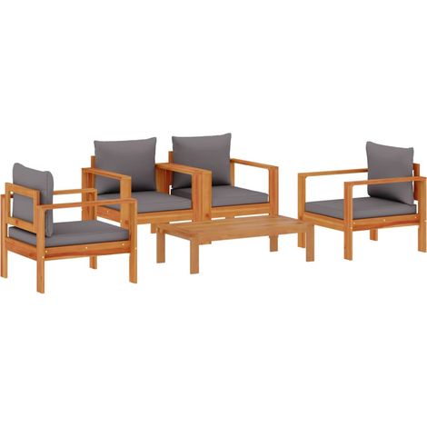 Maison Exclusive - Salon de jardin avec coussins 5 pcs Bois d'acacia solide (1/5)