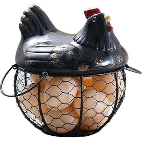 Étagère À Œufs - Support À Œufs En Métal - Pour Cuisine - Rangement Œufs Et Fruits - Noir - 1 Pièce (1/4)