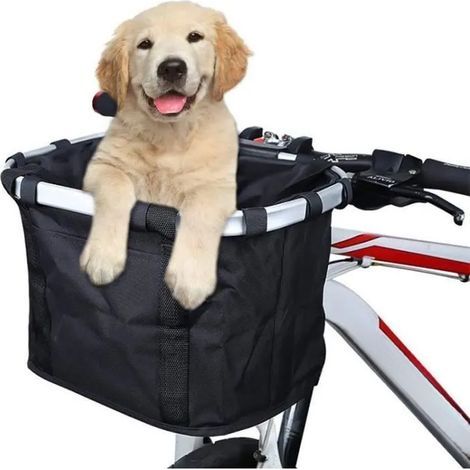 Folding bicycle basket, detachable handlebar basket, canvas front-mounted bicycle basket, pet basket.