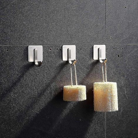 Crochets de salle de bain, crochets auto-adhésifs en acier inoxydable, étanches, organisateur de douche pour serviettes et peignoirs (1/3)
