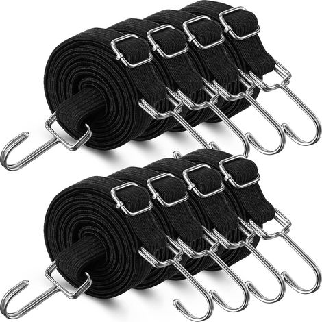 Saintrygo Viele 8 Vrilles, 203 cm (80 Mal) gehäkelt, viele d'elastiques und résistants, viele Sehnen, 2,5 cm (1 Mal) Grands Sacs Sans Fil, Fleuris und Durables (Noir) (1/5)