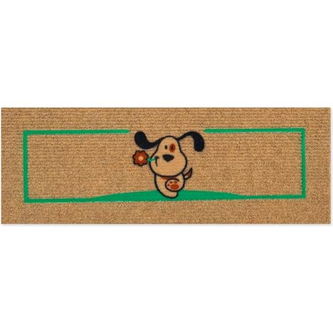 Zerbino Antiscivolo Salva Gradino 25x69 Assorbente Tappeto Ingresso Morbido 100% Made In Italy Cane - Beige