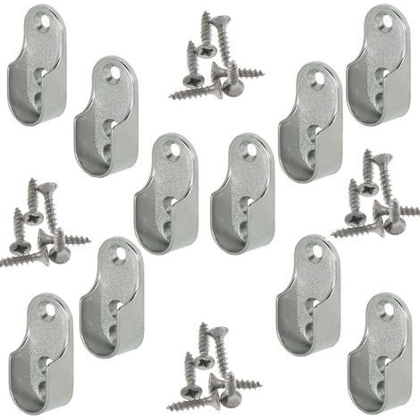 Rail Suspension Meuble Ovale OVA 10 Pièces - Support de tube d'armoire penderie pour barre ovale Acier Nickelé Tringle Cintre Fixation Support de barre de penderie en métal (1/4)