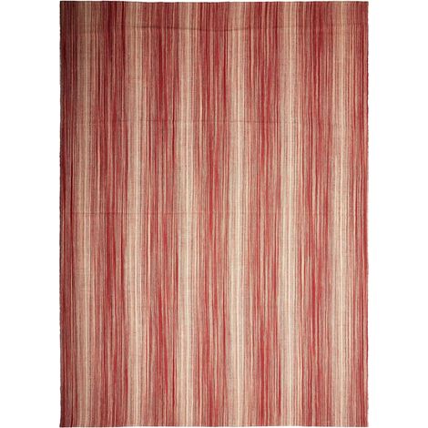 Authentique tapis d'Orient kilim fait main 254x353 rouge et blanc