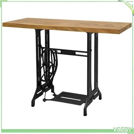 Table console - 285208 - dessus suar massif - base machine à coudre en fonte - pédale mobile (1/5)