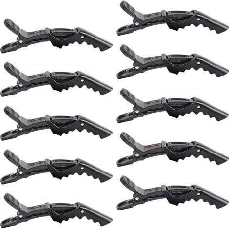 10 fermagli a coccodrillo - Fermagli professionali per lo styling con impugnatura antiscivolo e denti larghi per capelli (1/5)