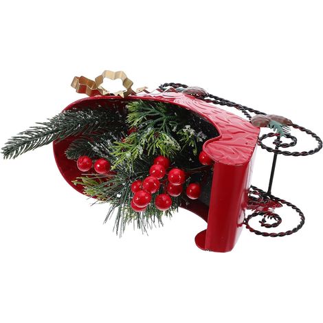 Traîneau de Noël Décoratif Métal Figurine de Noël pour Table et Sapin Décoration de Bureau Festive (1/5)