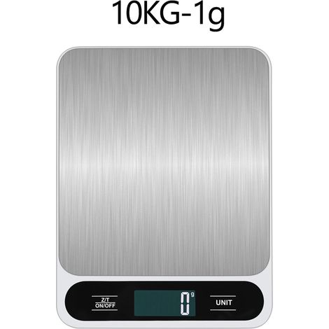 Balance de cuisine électronique 10 kg (blanche), avec écran LCD noir et blanc. (1/5)