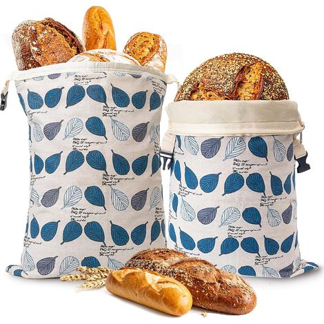 Sacs à pain en coton ciré d’abeille 43x33 cm – Lot de 2 sacs réutilisables et lavables – Protection naturelle pour conserver le pain frais plus longtemps (1/5)