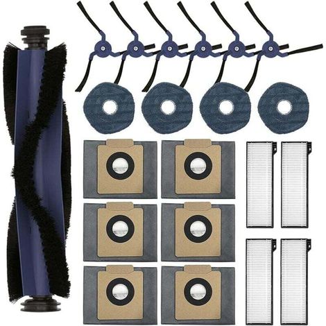 21-piece accessory set for eufy X10 Pro Omni robot vacuum, 1 roller brush, 6 side brushes, 6 washable filters, 4 dust bags (1/4)