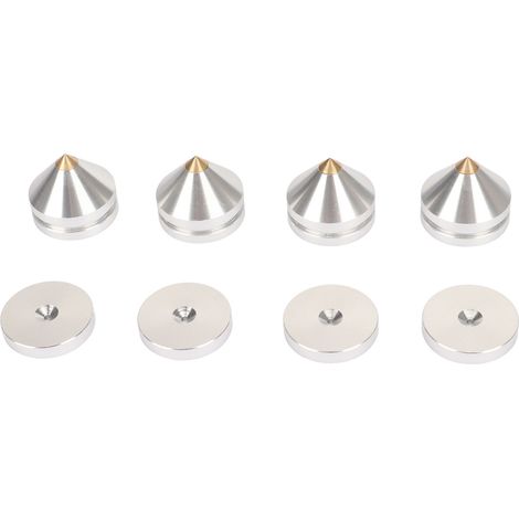 4 Pieds d'isolation pour Enceintes Acoustiques - Amortissement Anti-Vibrations pour Ampli, Platine Vinyle et Subwoofer (Lot de 4, Argent) (1/5)