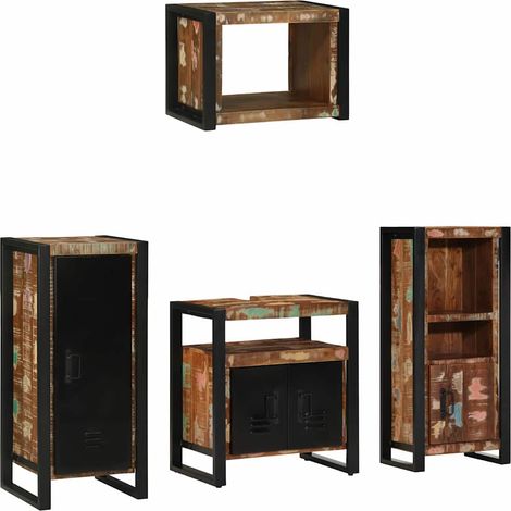 Badezimmermöbel-Set mit Regal 4 pcs Massives upgecyceltes Holz (1/5)