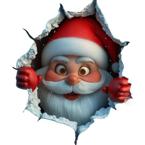 Stickers muraux 3D Père Noël, cadeaux de Noël offerts par le Père Noël (1/5)