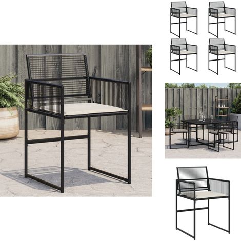 Chaises de jardin lot de 4 avec coussins noir résine tressée - Chaise De Jardin - Fauteuil De Jardin - Mobilier De Jardin - Résine Tressée - Rotin Synthétique (1/5)