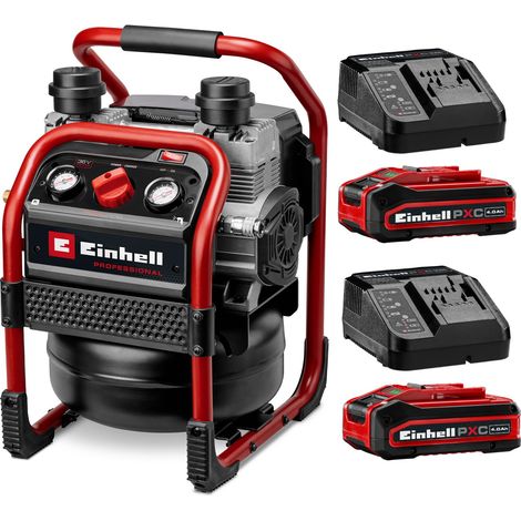 Einhell Professional Twin 18v 36v Cordless Air Compressor SILENZZO 36/210 2x4ah