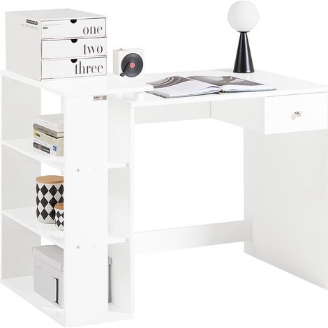 [JAMAIS UTILISE] SoBuy SoBuy FWT35-W Bureau Table de travail Table d'ordinateur - Trois étagères - Tiroir - Blanc