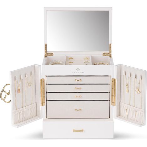 Boîte à bijoux Grande 6 niveaux,Rangement maison, cuir PU (1/5)