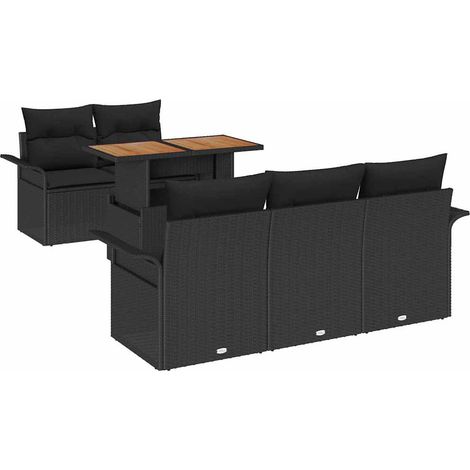Maison Exclusive - Set Divano da Giardino con cuscino 6 pcs Nero polyrattan