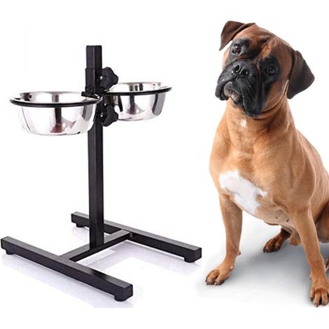 Doppia ciotola cane supporto rialzato regolabile 46x40 alza ciotola cibo (1/3)