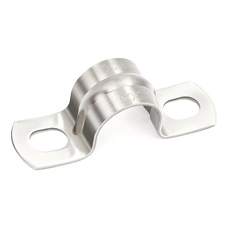 Ø 16 mm Colliers de Serrage, 10 Pièces Clips Cable Acier, Colliers de Serrage à 2 trous, Pontet Inox Pour la fixation de tuyaux et de câbles (1/5)
