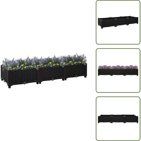 Lit surélevé 120x40x23 cm Polypropylène - Jardin - Pots De Fleurs - Jardinière Extérieure - Bac De Culture - Plante (1/5)