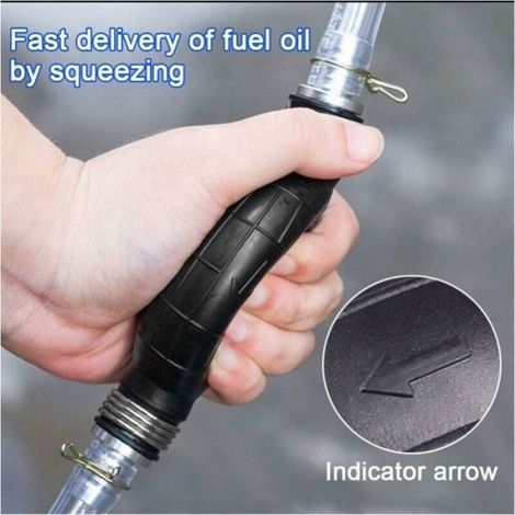 6mm Pompe à Main Essence en Caoutchouc - Poire d'Amorçage Carburant pour Voitures, Motos et Bateaux (Noir) - Pompe Manue Étiquette (1/5)