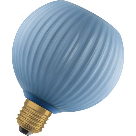 OSRAM Lampe LED  DECOR FLAT en verre coloré, globe Ø125mm, bleu, E27, 3,5W, 300lm, 2700K, blanc chaud, IP20, effet de couleur