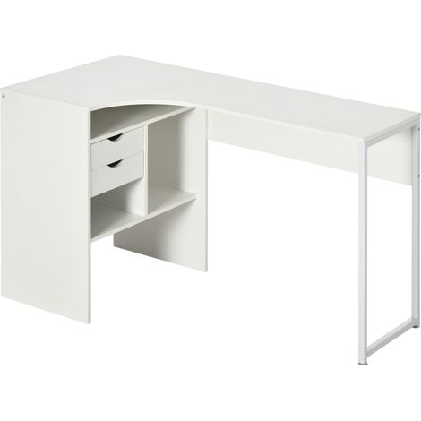 Bureau informatique d’angle multi-rangement ZABEL blanc