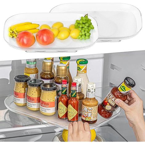Lazy Susan Plateau Tournant 360° Rectangulaire - Organisateur de Placard pour Réfrigérateur, Armoire, Cuisine, Salle de Bain - Transparent 39,8 cm (1/5)