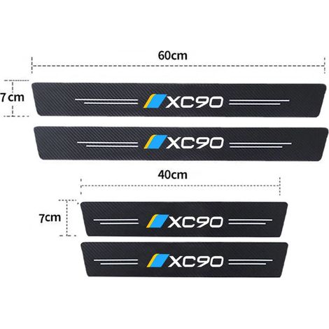(4 pièces) Autocollants adhésifs anti-rayures pour seuil de porte intérieur de voiture Volvo XC90,film adhésif,garniture de seuil de coffre arrière,autocollants imperméables (1/2)