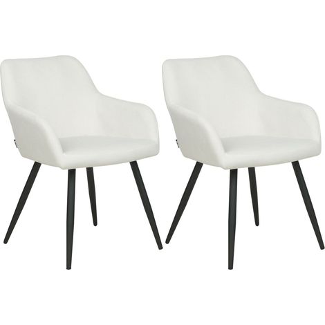 Esszimmerstuhl 2er Set CASMALIA Samtstoff Cremeweiß