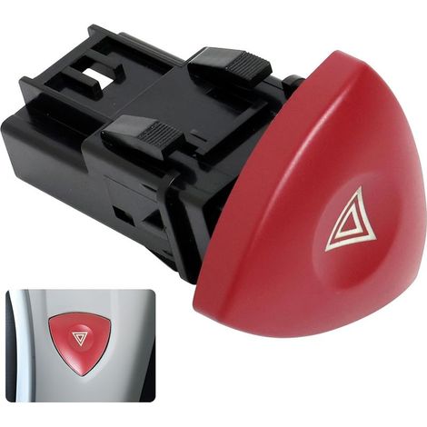 Hazard warning light button 2, red hazard warning light switch, 4-pin hazard warning light switch, hazard warning light switch for Espace Laguna Mk2/Mk4 Vivaro, 8200442724 (1/3)