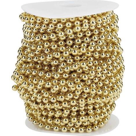 25m/rouleau Guirlande de perles nacrées électroplaquées Fil DIY Décoration Mariage 6mm (doré) (1/5)