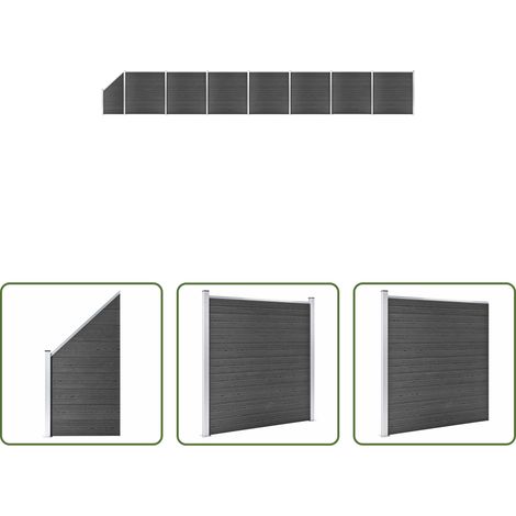 Barrière de jardin - Ensemble de panneau de clôture WPC 1311x(105-186) cm Noir (1/5)