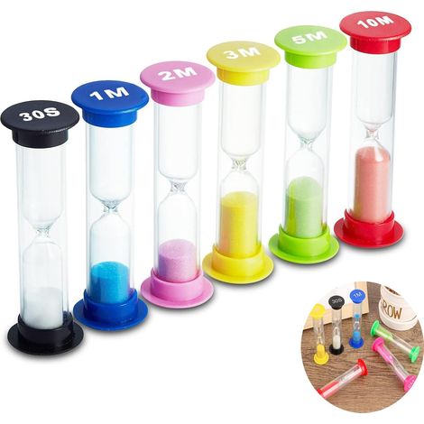 Sablier 6 Couleurs 30s / 1/2 / 3/5 / 10 Min Sablier Brossage Dents Enfant,Timer Enfant Apprentissage,Hourglass Cosmetics,Minuteur Brossage Dents Enfants,pour Classe,Maison,Chambre Enfants (1/5)