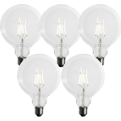 LUEDD Set di 5 Lampadina LED E27 a filamento spirale dimmerabile a 3 livelli G125 4W 450lm 3000K