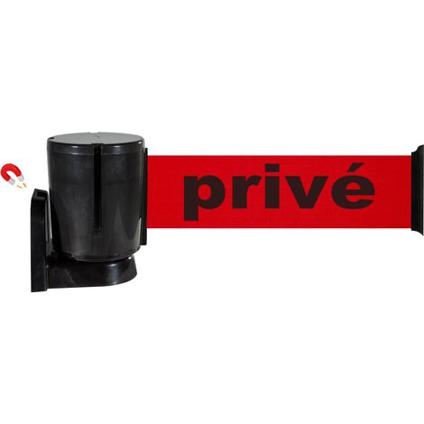 Enrouleur mural magnétique sangle Rouge Privé 10m x 100mm - 2801256 (1/5)