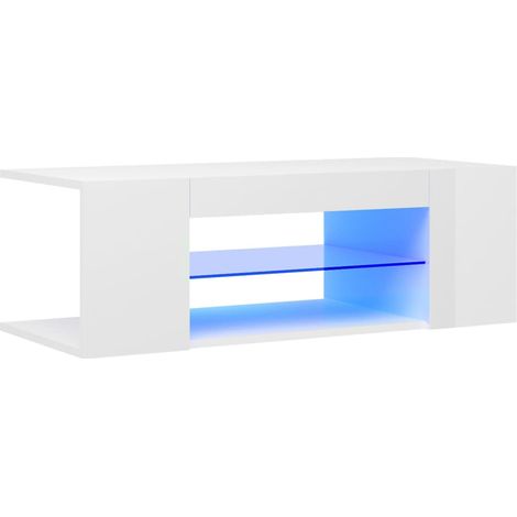 Mobile TV multimediale Mensola TV televisione buffet sala da pranzo soggiorno camera da letto con luci LED luminose 90 x 39 x 30 cm bianco 020026662