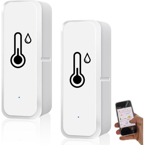 Paquete de 2 termómetros inteligentes WiFi, sensor de temperatura y humedad, sensor inalámbrico de temperatura y humedad (1/3)