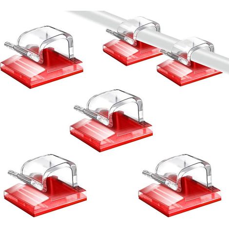 Lot de 50 clips de gestion de câbles auto-adhésifs pour TV, PC, ordinateur portable, bureau, maison - Clair (1/5)
