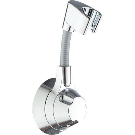 Support de douche sans perçage, rotatif à 360 degrés, robuste et durable, en ABS, pour mur avec adhésif puissant, couleur argent. (1/4)