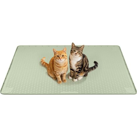 Tapis de cage en silicone pour chat avec bord surélevé, lavable, imperméable, étanche, protège les sols (vert) 127 x 88,9 cm (1/5)